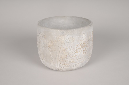 Cache-pot en béton gris et or D22cm H17.5cm