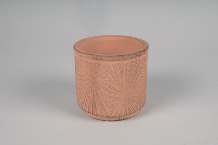 Cache-pot en béton saumon D14.5cm H13cm