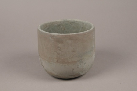 Cache-pot en béton vert D12.5cm H10.5cm