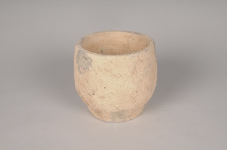 Cache-pot en béton vieilli beige D18cm H16.5cm