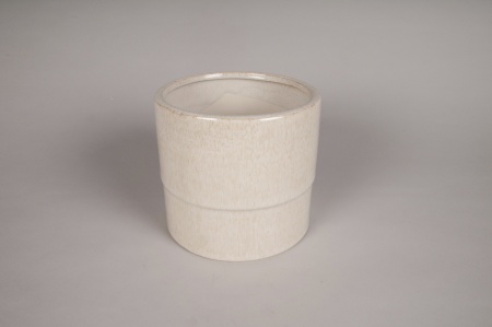 Cache-pot en céramique beige D16.5cm H15.5cm