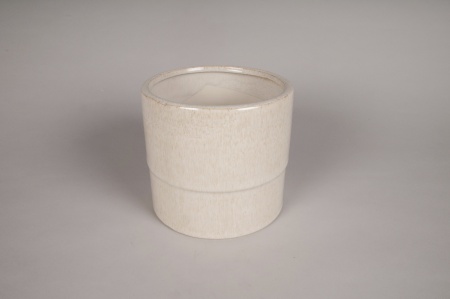 Cache-pot en céramique crème D16.5cm H15.5cm