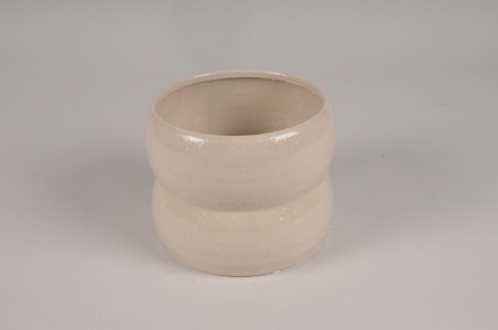 Cache-pot en céramique beige D16cm H13cm