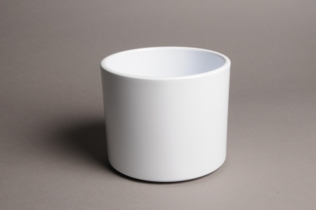 Cache-pot en céramique blanc D19.5cm H17.5cm