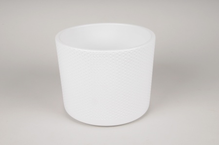 Cache-pot en céramique blanc D19.5cm H17.5cm