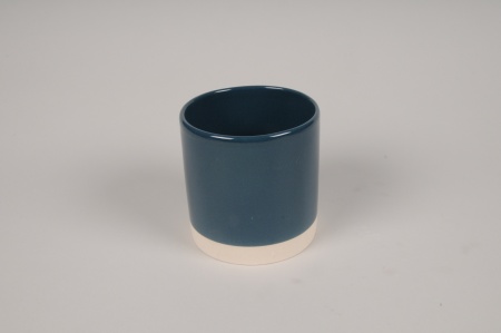 Cache-pot en céramique bleu D11cm H11.5cm