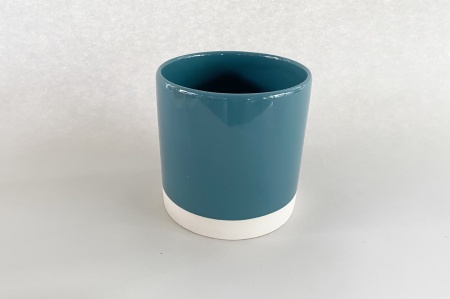 Cache-pot en céramique bleu D15cm H15.5cm