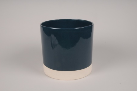 Cache-pot en céramique bleu D18cm H17cm