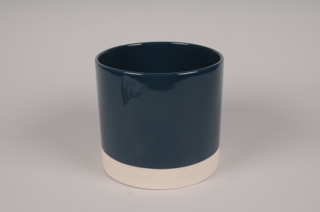 Cache-pot en céramique bleu D20.5cm H19cm