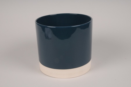 Cache-pot en céramique bleu D22.5cm H22cm
