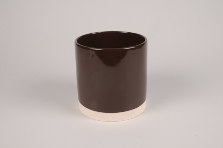 Cache-pot en céramique chocolat D15cm H15cm