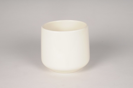 Cache-pot en céramique crème D22cm H21cm