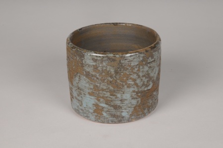 Cache-pot en céramique gris bleu D13.5cm H12.5cm