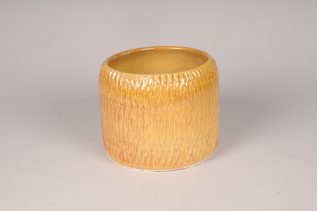 Cache-pot en céramique jaune D14.5cm H12cm