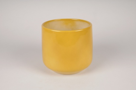 Cache-pot en céramique jaune D18cm H16cm