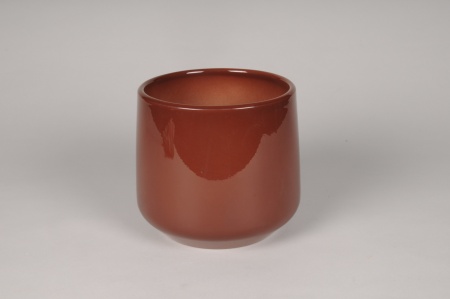 Cache-pot en céramique marron D17cm H15.5cm