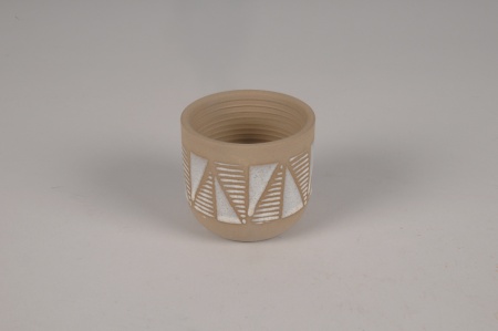 Cache-pot en céramique motifs blancs D7.5cm H6.5cm