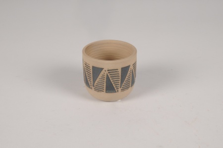 Cache-pot en céramique motifs noirs D7.5cm H6.5cm