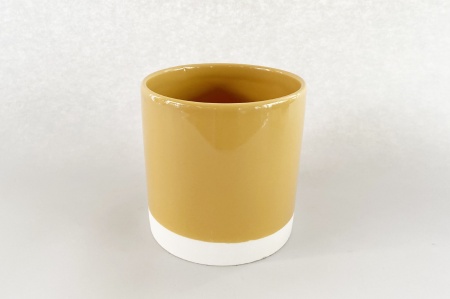 Cache-pot en céramique moutarde D11cm H11.5cm