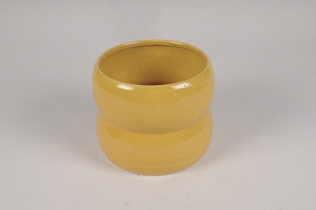 Cache-pot en céramique moutarde D16cm H13cm