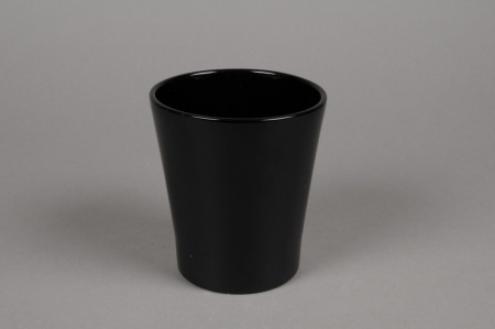 Cache-pot en céramique noir D13cm H14cm