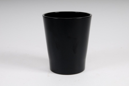Cache-pot en céramique noir D14cm H15cm