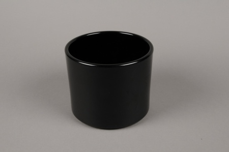 Cache-pot en céramique noir D17.5cm H14cm