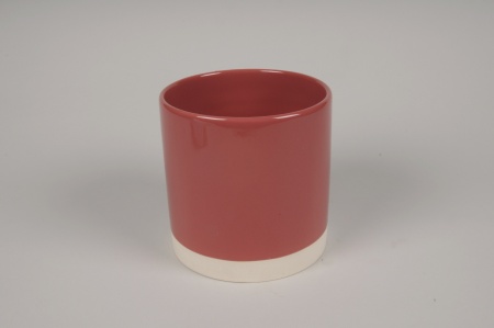 Cache-pot en céramique rose D15cm H15.5cm