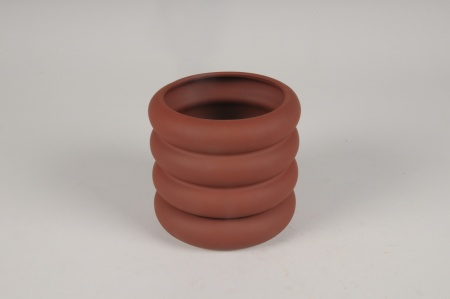 Cache-pot en céramique rouge brique D13.5cm H11cm
