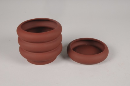 Cache-pot en céramique rouge brique D13.5cm H11cm