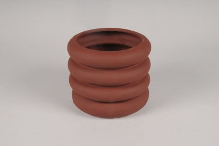 Cache-pot en céramique rouge brique D18.5cm H14cm