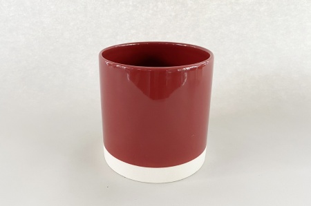 Cache-pot en céramique rouge D11cm H11.5cm