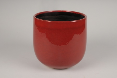 Cache-pot en céramique rouge D13cm H12cm