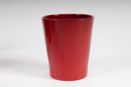 Cache-pot en céramique rouge D14cm H15cm