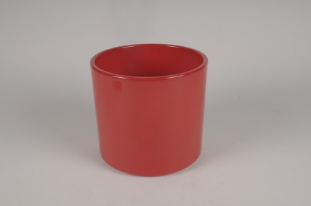 Cache-pot en céramique rouge D15cm H13cm