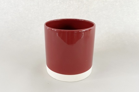Cache-pot en céramique rouge D15cm H15.5cm