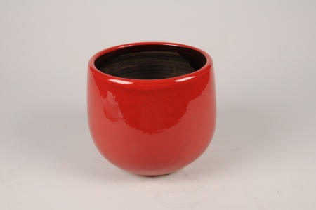 Cache-pot en céramique rouge D18cm H16cm