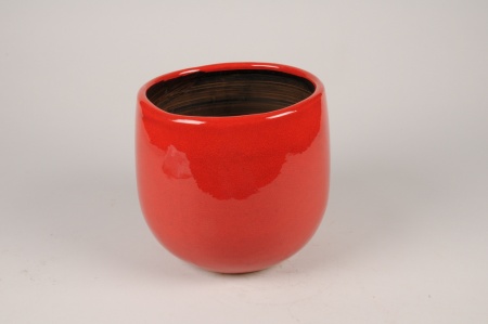 Cache-pot en céramique rouge D20cm H19cm