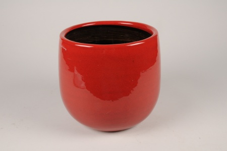 Cache-pot en céramique rouge D24cm H21.5cm