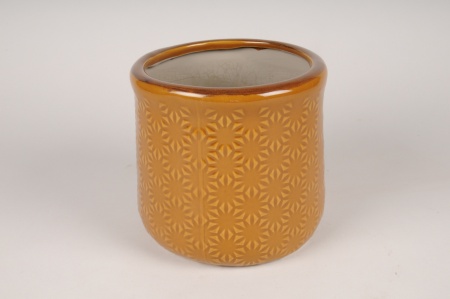 Cache-pot en céramique safran D18cm H17cm