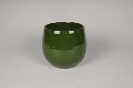 Cache-pot en céramique vert D19cm H17.5cm