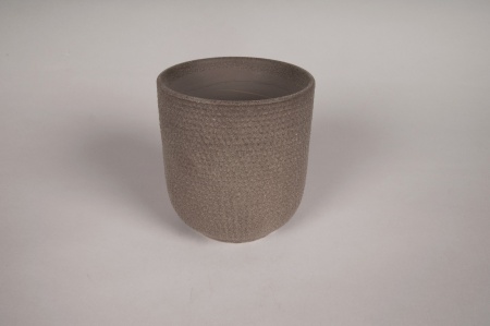 Cache-pot en terre cuite brun D10.5cm H11.5cm