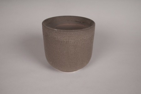 Cache-pot en terre cuite brun D18cm H17cm