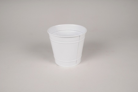 Cache-pot en zinc blanc D11cm H10.5cm