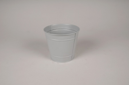 Cache-pot en zinc gris D11cm H10.5cm