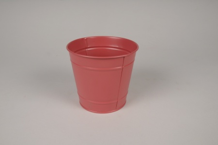 Cache-pot en zinc framboise D11cm H10.5cm