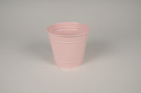 Cache-pot en zinc rose D16cm H14.5cm