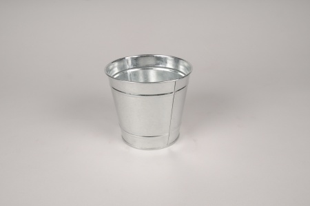 Cache-pot en zinc naturel D13cm H12cm