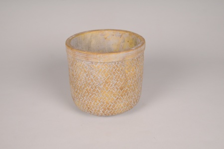 Cache-pot en béton motif bambou D17.5cm H16cm