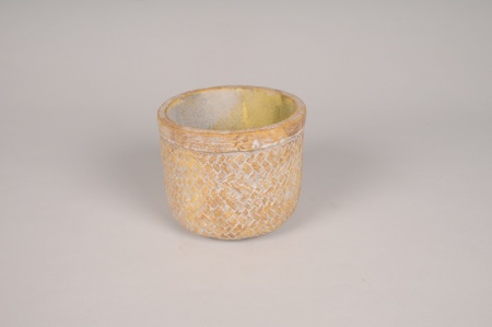 Cache-pot en béton motif bambou D14cm H12cm